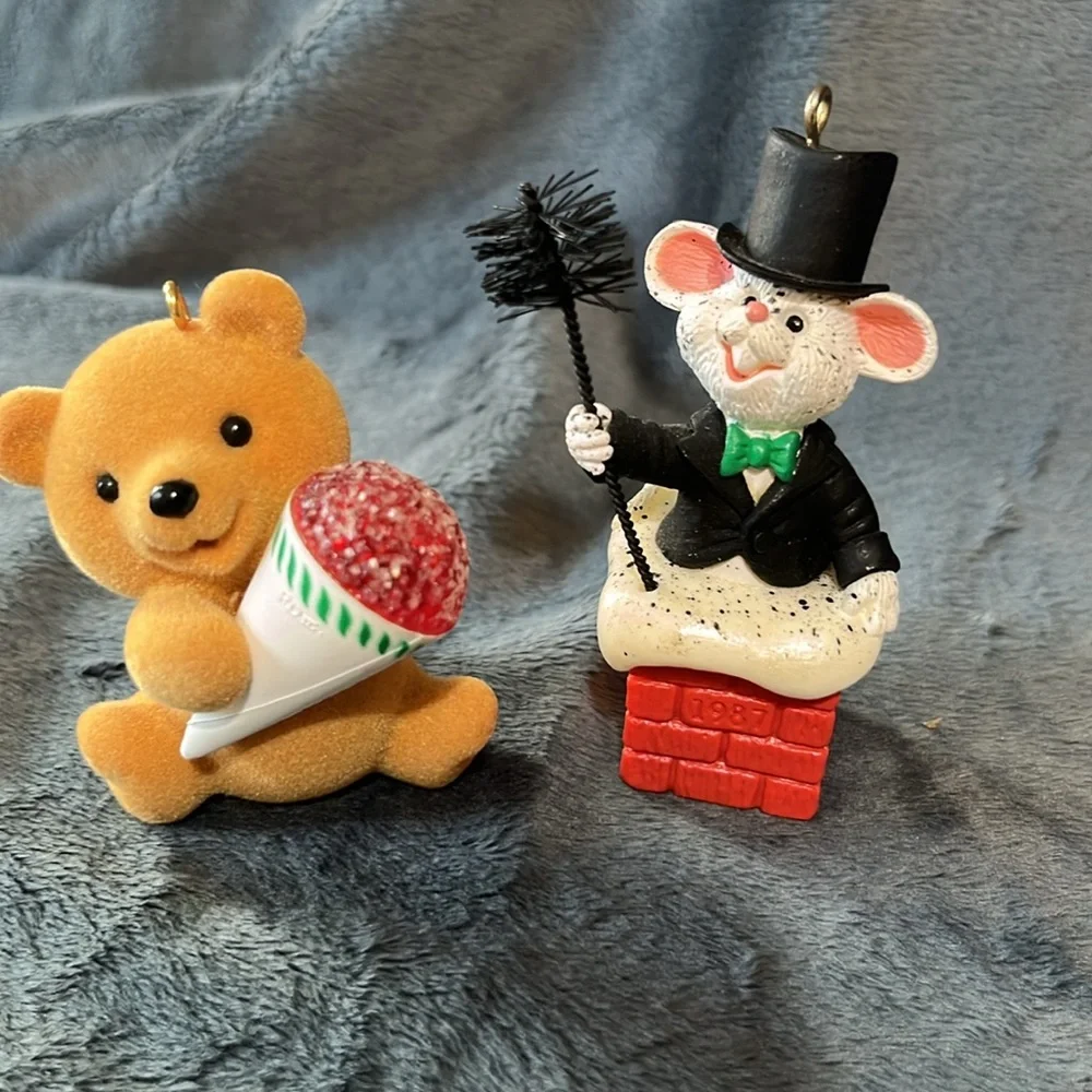 VINTAGE HALLMARK CHRISTMAS ORNAMENTS 1988 & 1987  in box